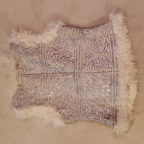 Tory Burch metallic embroidered leather vest - Picture 3 of 5